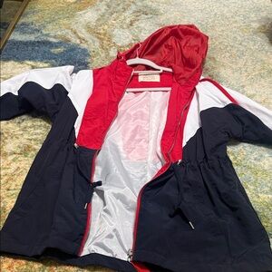 Womens Red and Navy Raincoat size small